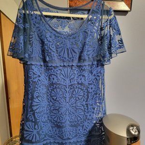 Lace overlay Silk Dress